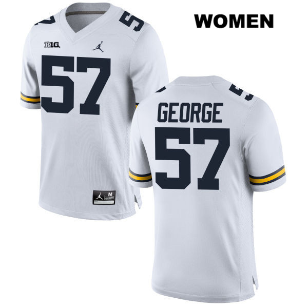 Women's NCAA Michigan Wolverines Joey George #57 White Jordan Brand Authentic Stitched Football College Jersey XV25Q50YF